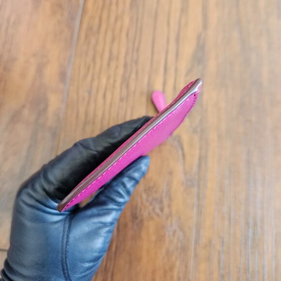 Coach Crossgrain Leather Keychain Pouch Fuschia With Gold Accents NWOT - Picture 6 of 10